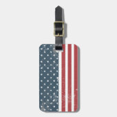 痛みを感じさせるアメリカ国旗 ラゲッジタグ (正面縦)