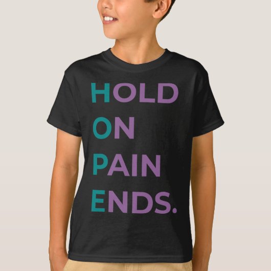 痛みを抑える希望の自殺認識度生存者 Tシャツ (正面)