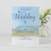 痛み入りランドスケープ青結婚空 招待状 (スタンド正面)