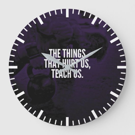 痛み – トレーニング感動的ワード – Kettlebell ラージ壁時計 (正面)