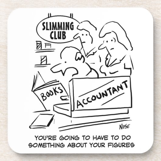 痩身クラブで会計士が帳簿をチェック コースター (正面)