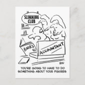痩身クラブで会計士が帳簿をチェック ポストカード (正面)
