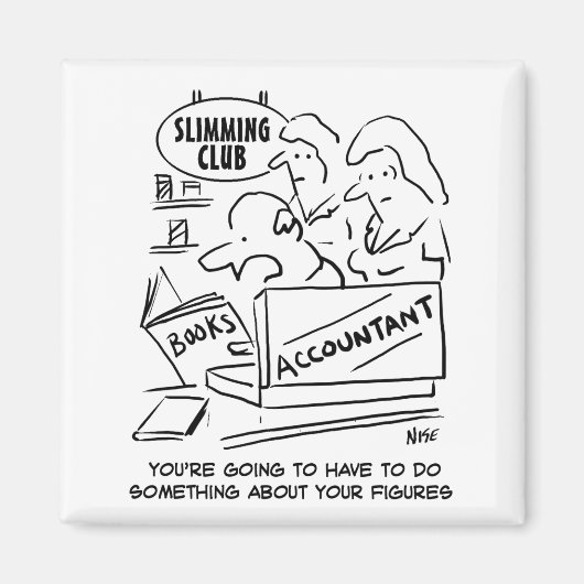 痩身クラブで会計士が帳簿をチェック マグネット (正面)