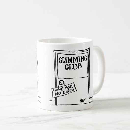 痩身倶楽部のサインことわざ"ランチ無しに行った" コーヒーマグカップ (正面右)