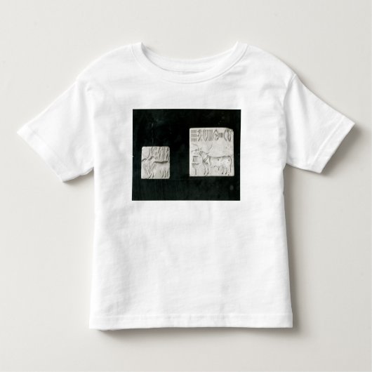 瘤牛およびaを描写する2つの飾られたシール トドラーTシャツ (正面)