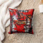 癇癪赤く抽象的な表現主義者投球の枕 クッション (ブランケット)