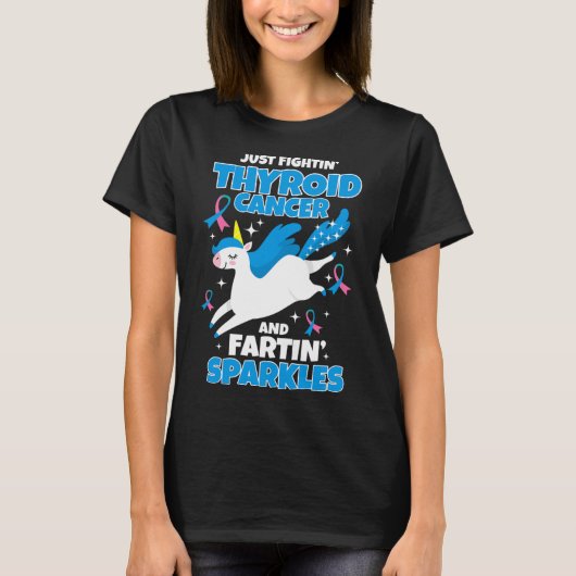 癌おもしろいユニコーンのファリングキラキラ Tシャツ (正面)