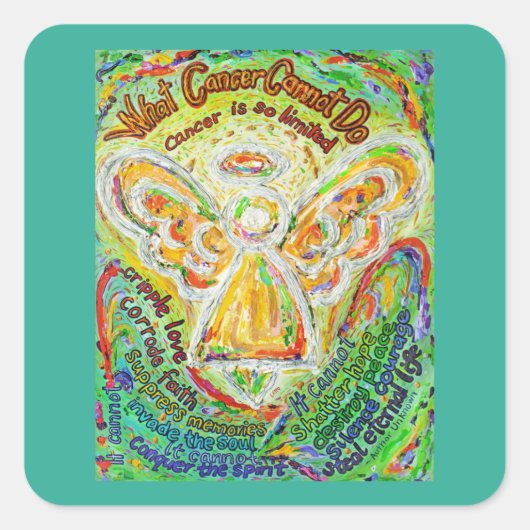 癌が詩のシールを行うことができない虹の天使 スクエアシール (正面)