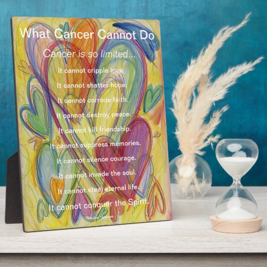 癌が詩のハート芸術プリントの歯垢を行うことができない フォトプラーク (側面)