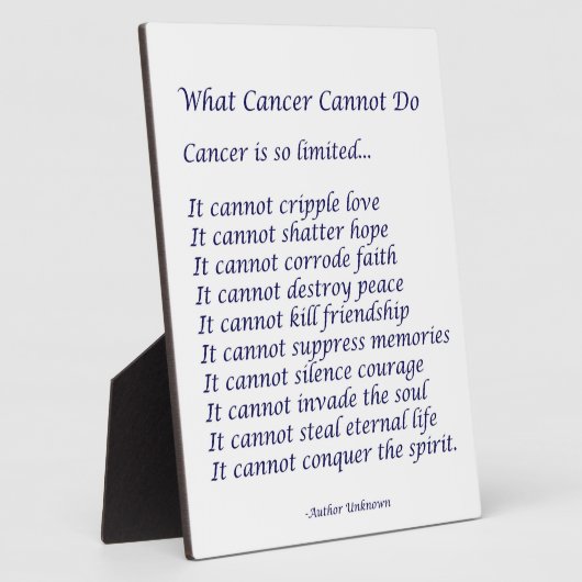 癌が詩のプラークを感動的できないこと フォトプラーク (側面)