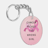 癌が間違った女の子ピンクの引用文を選んだ キーホルダー (正面左)