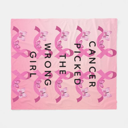 癌が間違った女の子ピンクの引用文を選んだ フリースブランケット (正面(横))