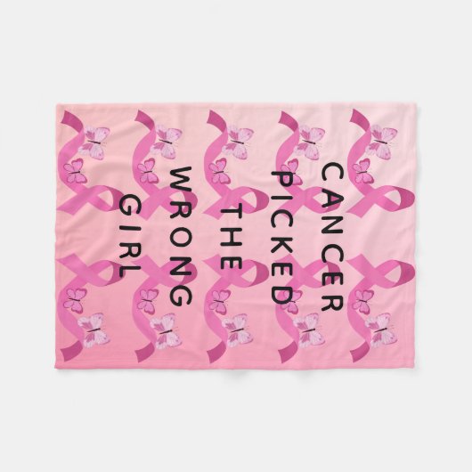 癌が間違った女の子ピンクの引用文を選んだ フリースブランケット (正面(横))