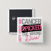 癌が間違ったDivaを選んだ – 乳癌 缶バッジ (正面&裏面)