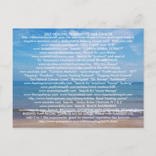 癌と病気の葉書からの自己治癒 ポストカード (正面)