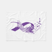 癌の紫色の羽毛の鳥 フリースブランケット (正面(横))