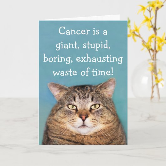 癌は愚かなおもしろい勇気付けられる カード (黄色い花)