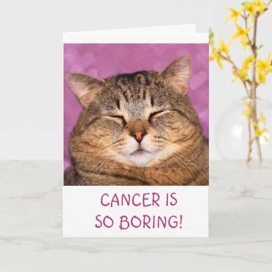癌は退屈なおもしろい猫 カード (黄色い花)