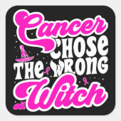 癌は間違った魔女の乳がんを選んだおもしろい スクエアシール (正面)