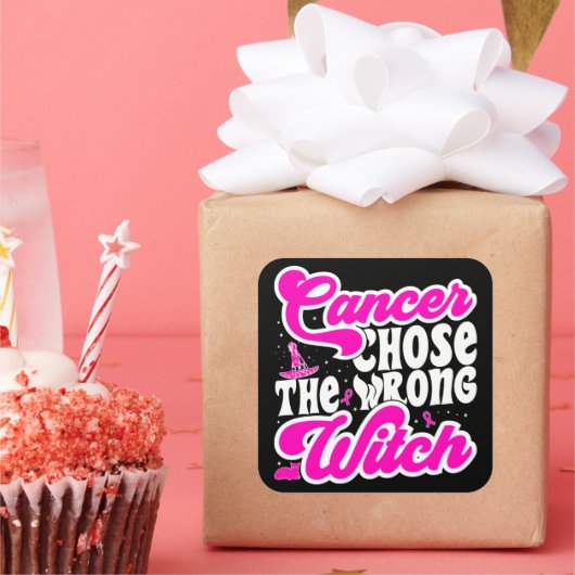 癌は間違った魔女の乳がんを選んだおもしろい スクエアシール (パーティー)