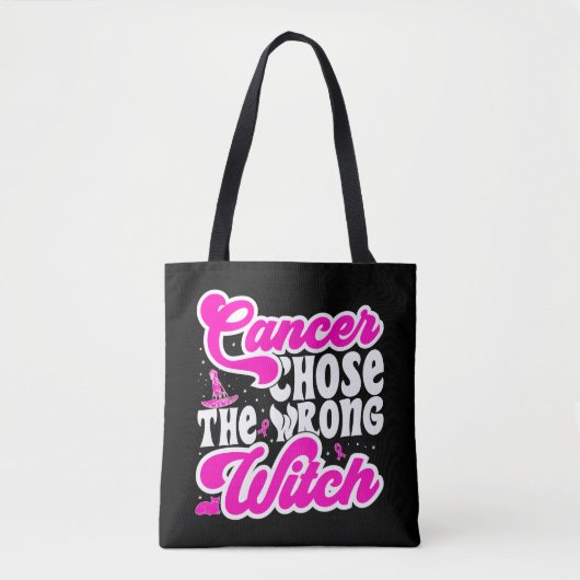 癌は間違った魔女の乳がんを選んだおもしろい トートバッグ (正面)
