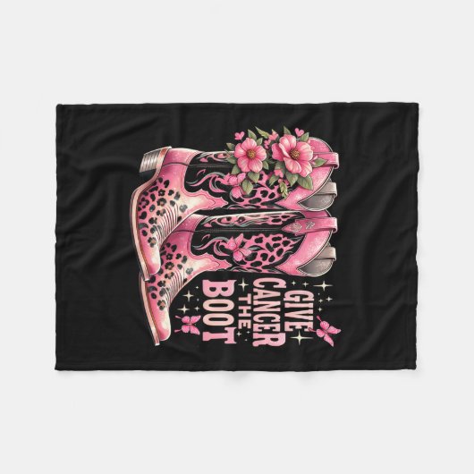 癌ザブーツウェスターズ女性のカーボーイブーストブレストカンス フリースブランケット (正面(横))