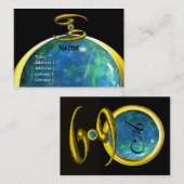 癌モノグラム黄色黒灰色ブルー 名刺 (正面/裏面)