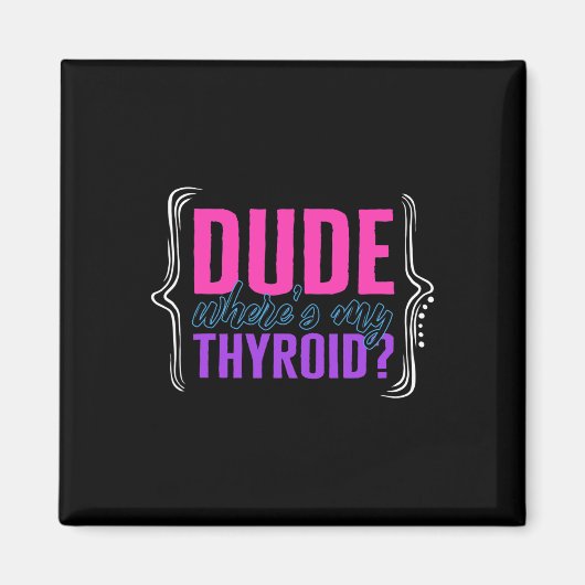 癌認識度の男Where is My Thyroid Ribbon Fu マグネット (正面)