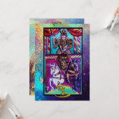 癌、チャリオットタロット星占〔占星術の〕十二宮図誕生日 カード (正面/裏面インサイチュ)