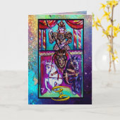 癌，チャリオット，タロット星占〔占星術の〕十二宮図誕生日 カード (黄色い花)