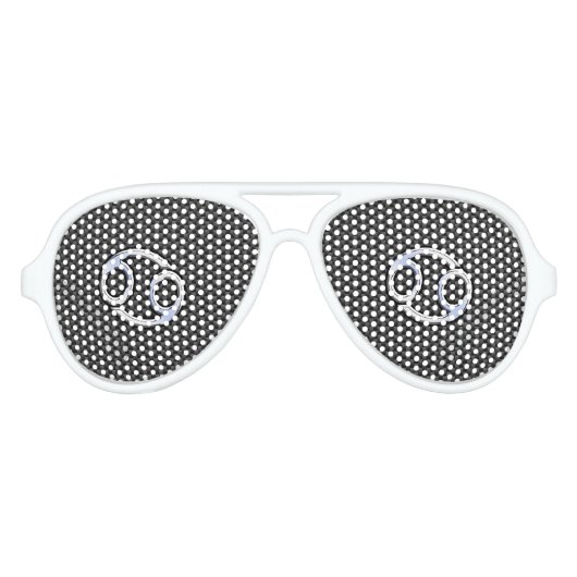 癌〔占星術の〕十二宮図シンボルブラックカーボンファイバープリント アビエーターサングラス (正面)