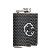 癌〔占星術の〕十二宮図シンボルブラックカーボンファイバープリント フラスク (右)