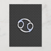 癌〔占星術の〕十二宮図シンボルブラックカーボンファイバープリント ポストカード (正面)