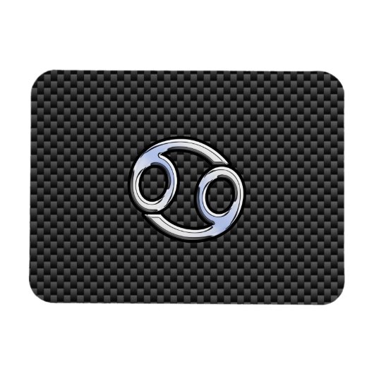 癌〔占星術の〕十二宮図シンボルブラックカーボンファイバープリント マグネット (横)