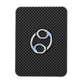 癌〔占星術の〕十二宮図シンボルブラックカーボンファイバープリント マグネット (縦)