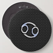 癌〔占星術の〕十二宮図シンボルブラックカーボンファイバープリント 缶バッジ (正面&裏面)