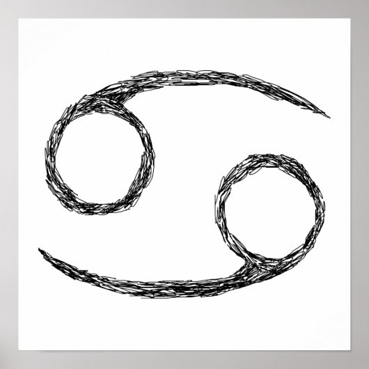 癌。〔占星術の〕十二宮図星占い標識。ブラック. ポスター (正面)