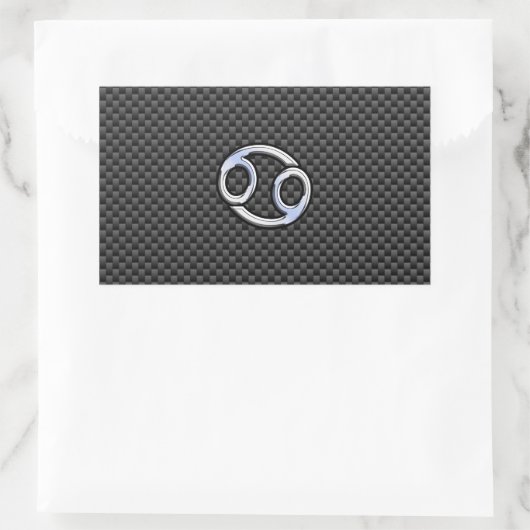 癌〔占星術の〕十二宮図記号炭炭素繊維プリント 長方形シール (バッグ)