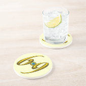 癌〔占星術の〕十二宮図誕生日ジュエルブルーオパール、クリーム コースター (側面)