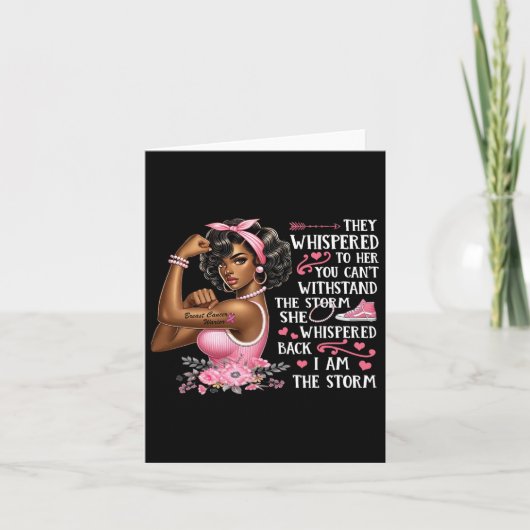 癌Iは嵐の黒人女性We衣服ピンクリブ カード (正面)