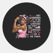 癌Iは嵐の黒人女性We衣服ピンクリブ ラウンドシール (正面)