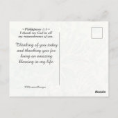 癒しと感謝の聖句、ヴィンテージ フラワー ポストカード (裏面)