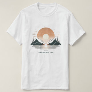 "癒しには時間がかかる"ミニマリストTシャツ | 湖と山 Tシャツ