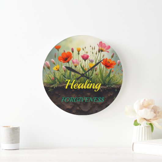 癒しには許し愛の信仰が必要 ラージ壁時計 (ホーム)