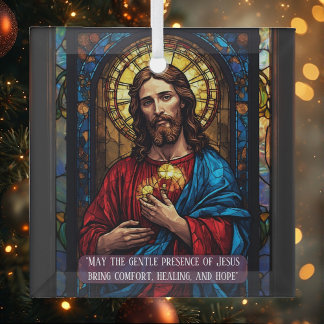 癒しのイエス・キリスト クリスマス 宗教的名言 ガラスオーナメント