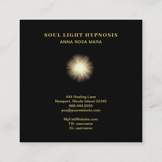 *～*癒しのエネルギー、太陽のバースト宇宙の星宇宙 スクエア名刺 (裏面)