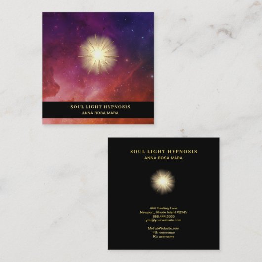*～*癒しのエネルギー、太陽のバースト宇宙の星宇宙 スクエア名刺 (正面/裏面)
