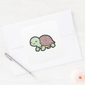 癒しのカメ – かわいいイラスト スクエアシール (封筒)