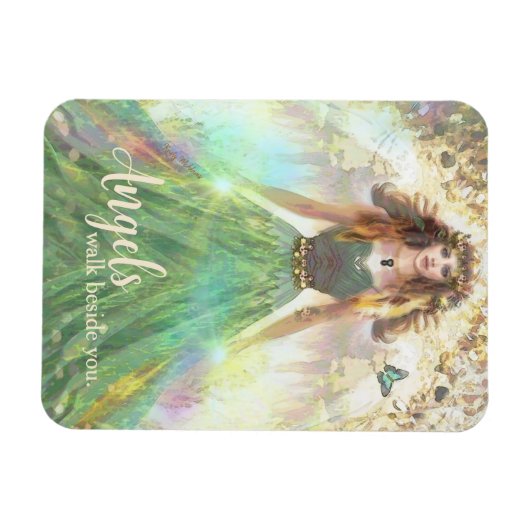 癒しのグリーンフォレストエンジェル – エンジェルズウォークビドサイド マグネット (横)