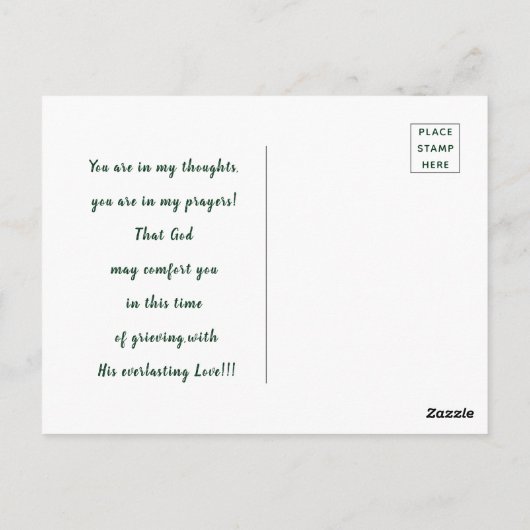 癒しのグリーンリーフホワイトローズ哀悼 ポストカード (裏面)